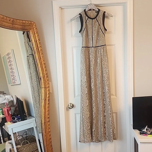 Gorgeous IVANKA TRUMP DRESS - Size 4 - Gold/Silver/Tan/Black